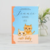 Leuke baby cat, baby shower Uitnodiging (Staand voorkant)