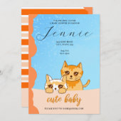 Leuke baby cat, baby shower Uitnodiging (Voorkant / Achterkant)