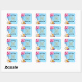 Leuke baby cat, baby shower Uitnodiging Vierkante Sticker (Vel)