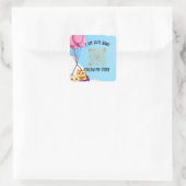 Leuke baby cat, baby shower Uitnodiging Vierkante Sticker (Tas)
