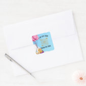 Leuke baby cat, baby shower Uitnodiging Vierkante Sticker (Envelop)