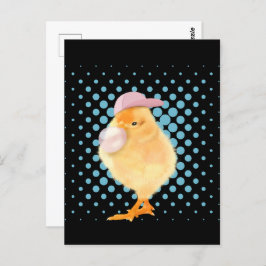 Leuke Baby Chick Roze Bubblegum Zwart Briefkaart