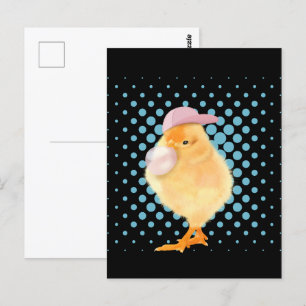 Leuke Baby Chick Roze Bubblegum Zwart Briefkaart