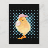 Leuke Baby Chick Roze Bubblegum Zwart Briefkaart (Voorkant)