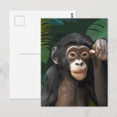 Leuke Baby Chimpansee Tropische Oerwoud bladeren Briefkaart (Voorkant / Achterkant)