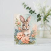 Leuke baby dieren | Baby Bunny Waterverf Briefkaart (Staand voorkant)