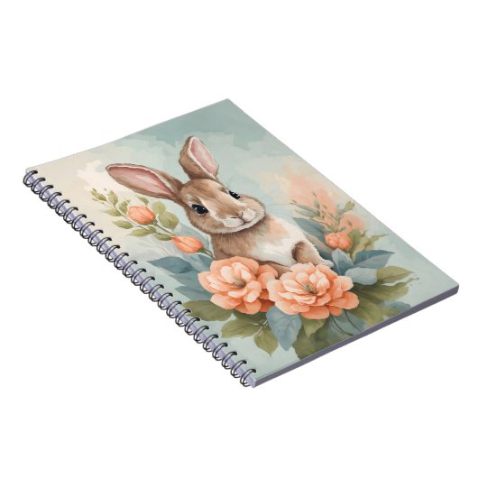 Leuke baby dieren | Baby Bunny Waterverf Notitieboek (Rechterzijde)