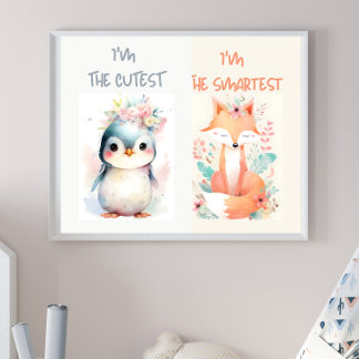 Leuke Baby Dieren Grappige kinder kinderkamer Fox  Poster