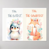 Leuke Baby Dieren Grappige kinder kinderkamer Fox  Poster (Voorkant)