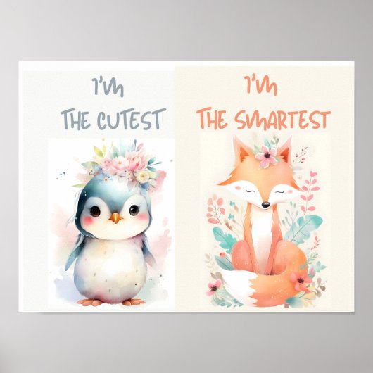 Leuke Baby Dieren Grappige kinder kinderkamer Fox  Poster (Voorkant)