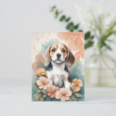Leuke baby dieren | Schattige Beagle Puppy Briefkaart (Staand voorkant)