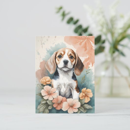 Leuke baby dieren | Schattige Beagle Puppy Briefkaart (Staand voorkant)