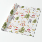 Leuke Baby Dieren Sterren Bomen Kerstmis Cadeaupapier (Uitgerold)