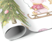 Leuke Baby Dieren Sterren Bomen Kerstmis Cadeaupapier (Rol Hoek)