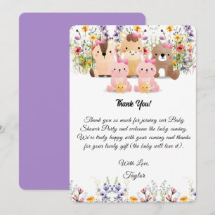 Leuke Baby Dieren & Wildflower bedankje Kaart