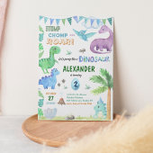 Leuke Baby Dino Dinosaur Oerwoud Blauw Verjaardag Kaart