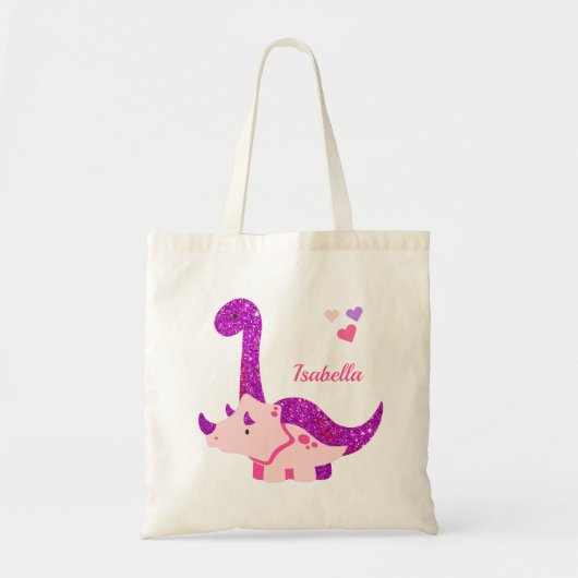 Leuke Baby Dinosaurus Paarse Gepersonaliseerd Tote Bag (Voorkant)
