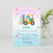 Leuke baby dinosaurus tractor Truck Verjaardag DIY Kaart (Staand voorkant)