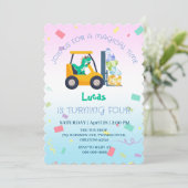 Leuke baby dinosaurus tractor Truck Verjaardag DIY Kaart (Staand voorkant)