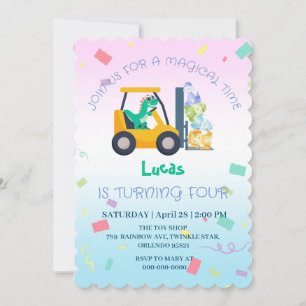 Leuke baby dinosaurus tractor Truck Verjaardag DIY Kaart