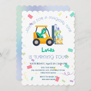 Leuke baby dinosaurus tractor Truck Verjaardag DIY Kaart