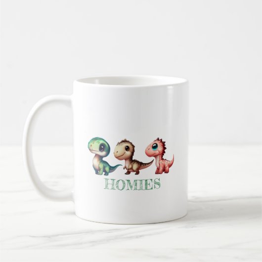 Leuke Baby Dinosaurussen Illustratie Koffiemok (Links)