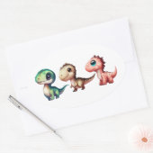 Leuke Baby Dinosaurussen Illustratie Ovale Sticker (Envelop)