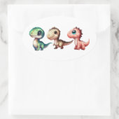 Leuke Baby Dinosaurussen Illustratie Ovale Sticker (Tas)