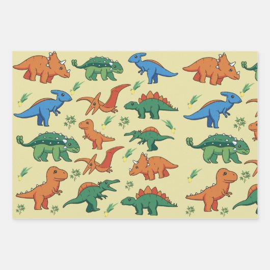 Leuke baby dinosaurussen inpakpapier vel (Voorkant)