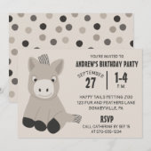 Leuke Baby Donkey Verjaardagsfeestuitnodiging Kaart (Voorkant / Achterkant)