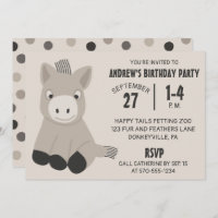 Leuke Baby Donkey Verjaardagsfeestuitnodiging