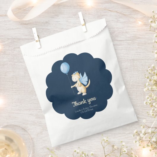 Leuke Baby Dragon Blue Boy Dank je Baby shower Bedankzakje (Geknipt)