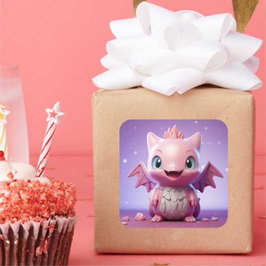 Leuke baby dragon sticker (Feest)