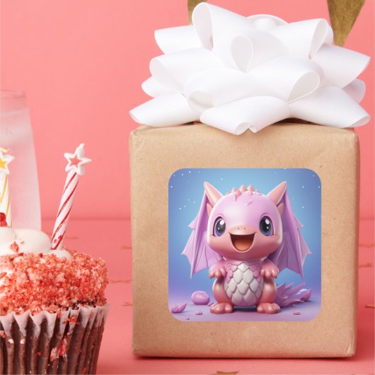 Leuke baby dragon sticker (Feest)