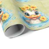 Leuke Baby Eend Eenden Leuke dieren bloemen Cadeaupapier (Rol Hoek)