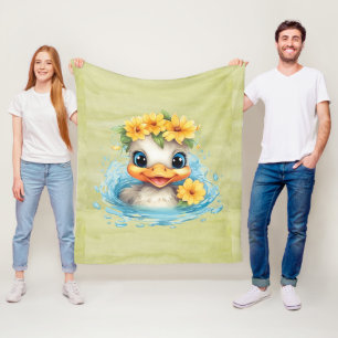 Leuke Baby Eend Eenden Leuke dieren bloemen Fleece Deken