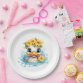 Leuke Baby Eend Eenden Leuke dieren bloemen Papieren Bordje (Feest)