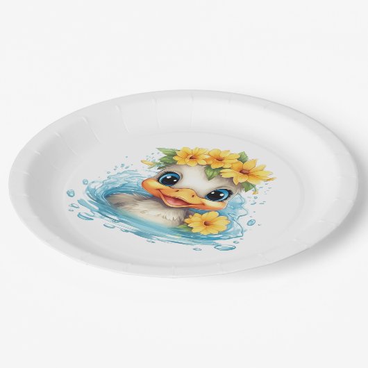Leuke Baby Eend Eenden Leuke dieren bloemen Papieren Bordje (Gekanteld)