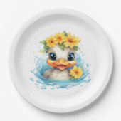 Leuke Baby Eend Eenden Leuke dieren bloemen Papieren Bordje (Voorkant)