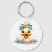 Leuke Baby Eend Eenden Leuke dieren bloemen Sleutelhanger (Achterkant)