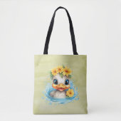 Leuke Baby Eend Eenden Leuke dieren bloemen Tote Bag (Voorkant)