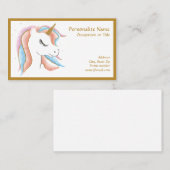 Leuke Baby Eenhoorn Pastel Roze Blauw Gouden Hoorn Visitekaartje (Voorkant / Achterkant)