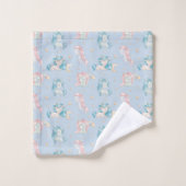 Leuke Baby Eenhoorns Roze Blauw Patroon Design Kin Bad Handdoek (Wasdoekje)