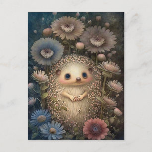 Leuke Baby egel en bloemen Briefkaart