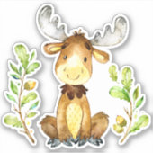 Leuke baby eland groene brunches lijst sticker (Voorkant)