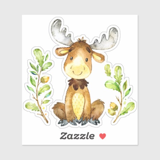 Leuke baby eland groene brunches lijst sticker (Vel)