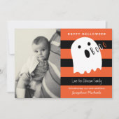 Leuke Baby en Ghost Halloween Geboorte Aankondigin Kaart (Voorkant)