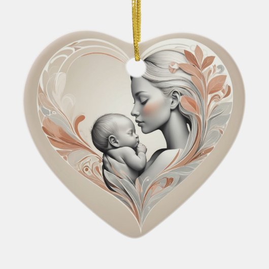 Leuke baby en mama keramisch ornament (Voorkant)