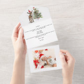 Leuke baby ezel en kerstboom, aanpasbaar all in one uitnodiging (Afscheurbaar)