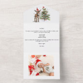 Leuke baby ezel en kerstboom, aanpasbaar all in one uitnodiging (Binnen)